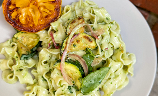 Creamy Lemon Pesto Noodle Salad