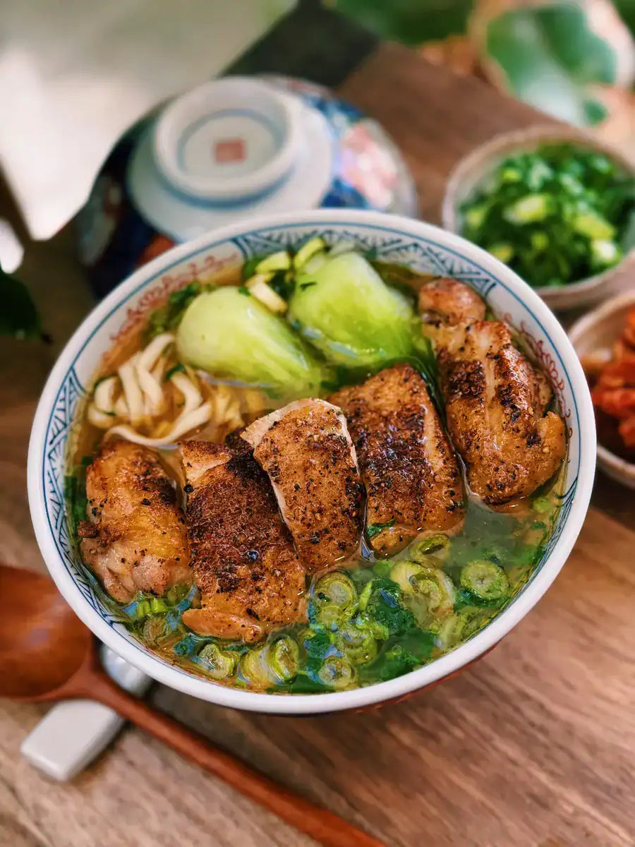 Easy Chicken Noodle Soup with Crispy Chicken